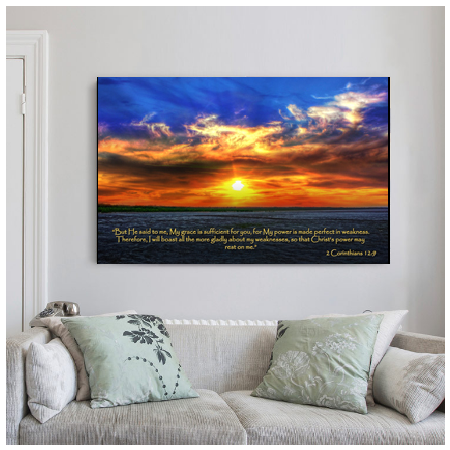 2 Corinthians 12:9 Canvas Art displayed
